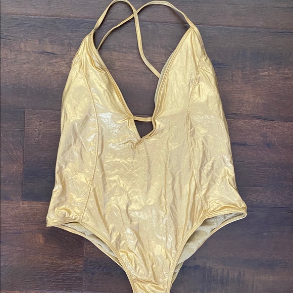 Apple Bottoms Swimwear - Gold Bathing Suit - Picture 3 of 5